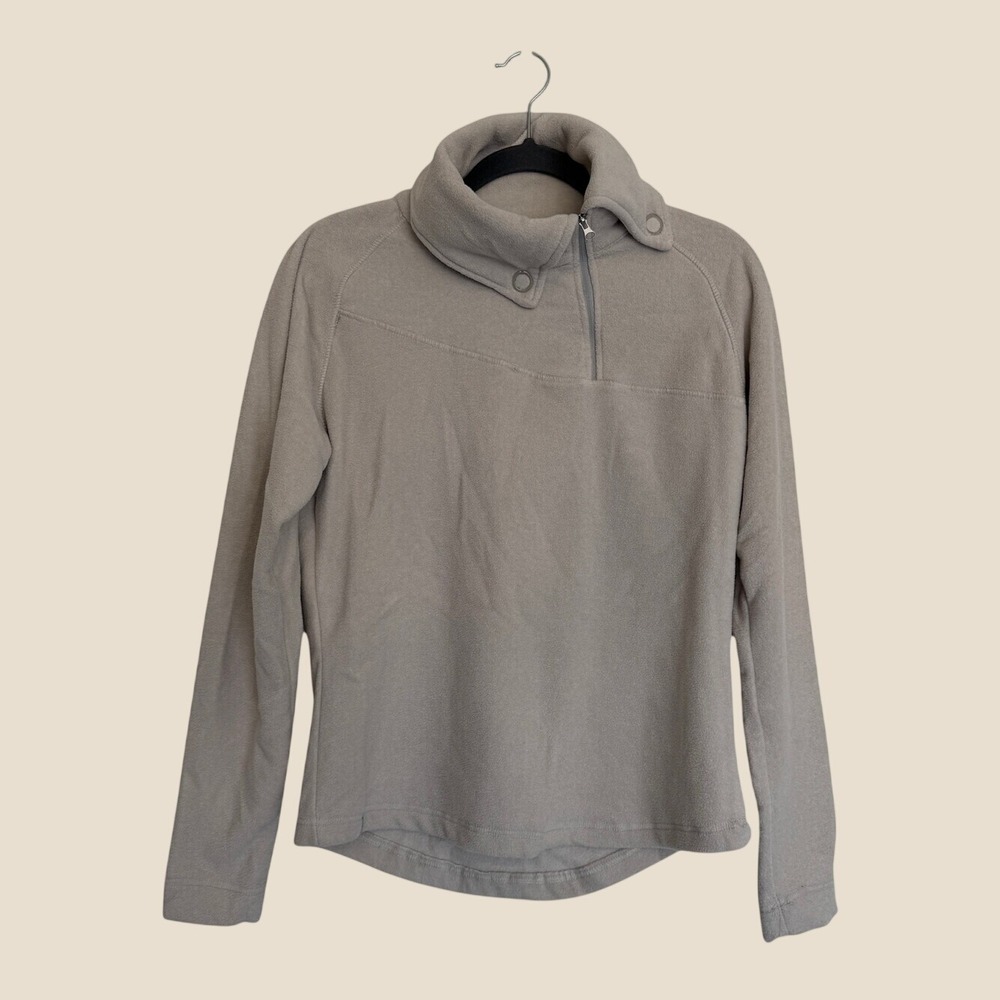Free Country Womens Small Cream Cozy Fleece Mock Neck Pullover Long Sleeve